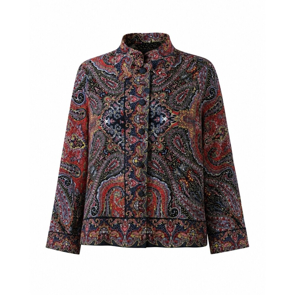 VTG Life Style Paisley Jacket S Cotton Button Up Boho Indie Colorful Art-To-Wear